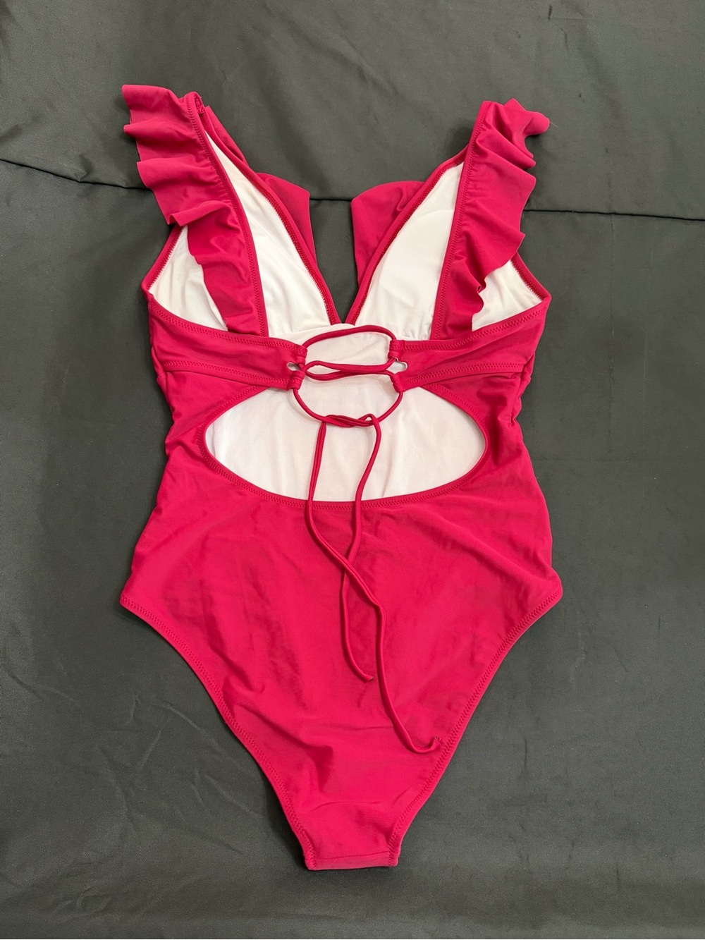 Cupshe Fuchsia Ruffle Strapless One-Piece - Picture 3 of 4